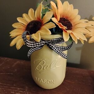 Mason Jar with Sunflowers - Yellow